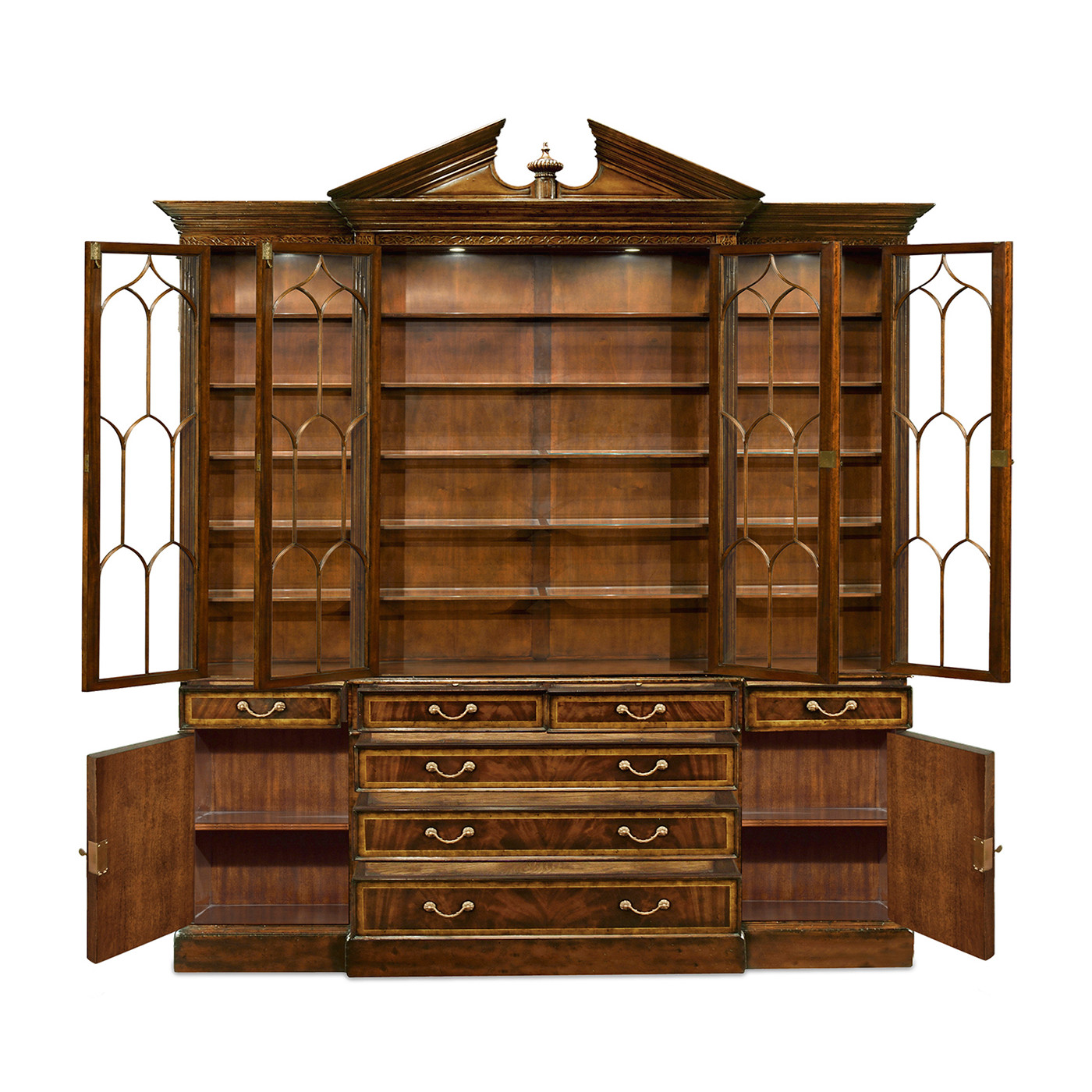 Triple Mahogany Display Cabinet with Drawers