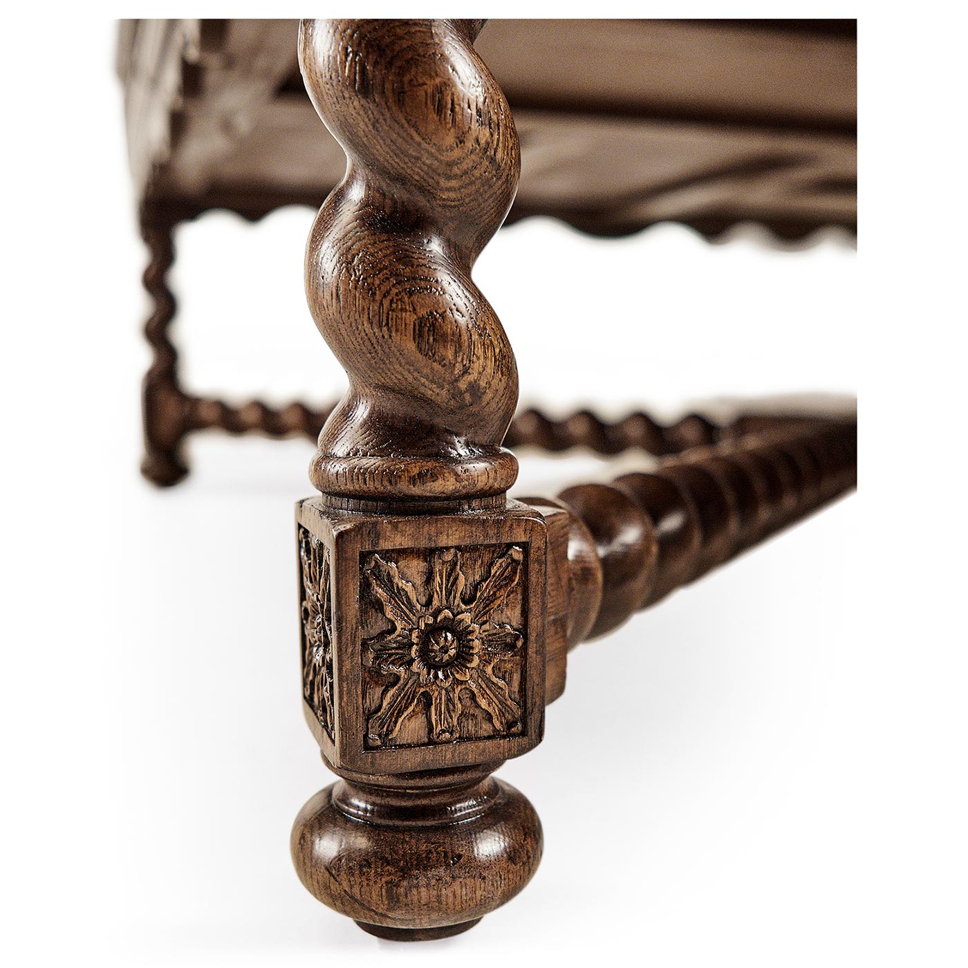 Tudor Style Dark Oak Square Distressed Coffee Table 52