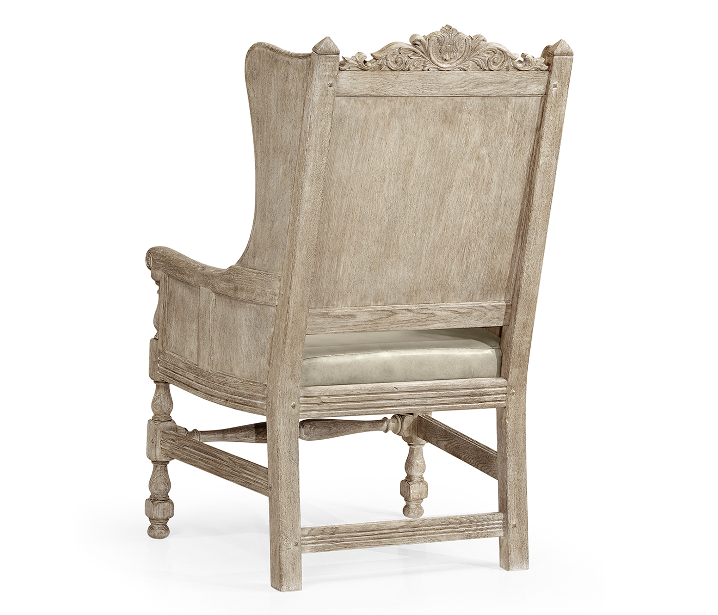 Jacobean Style Grey Oak Wing Chair