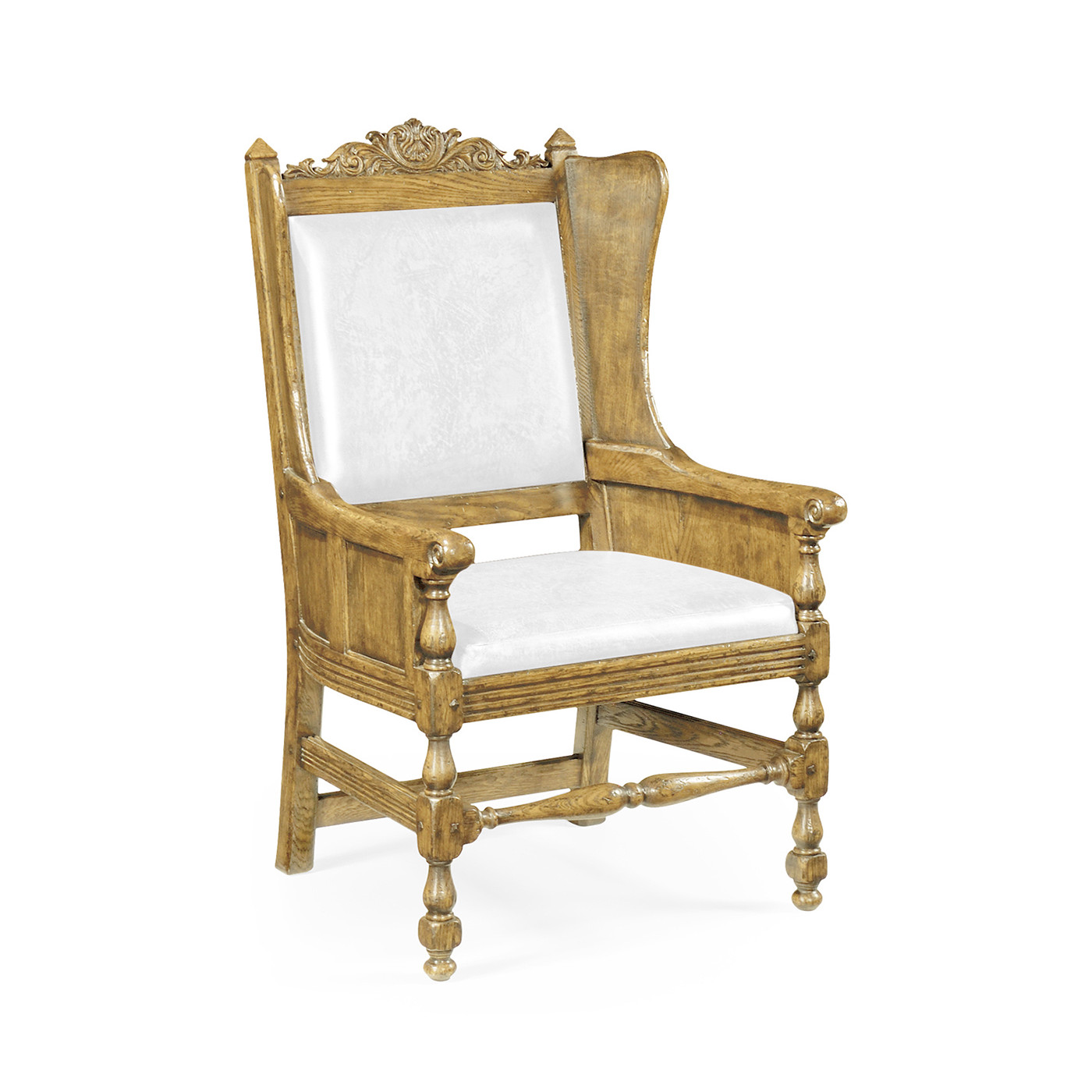 Jacobean Style Natural Oak Wing Chair