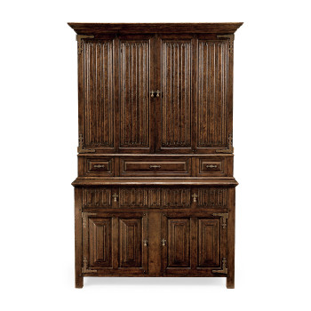 Linenfold Dark Oak TV Cabinet