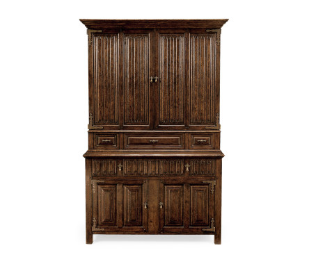 Linenfold Dark Oak TV Cabinet