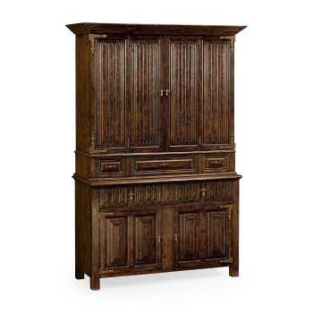 Linenfold Dark Oak TV Cabinet