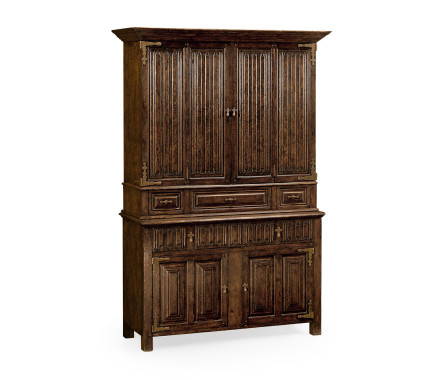 Linenfold Dark Oak TV Cabinet