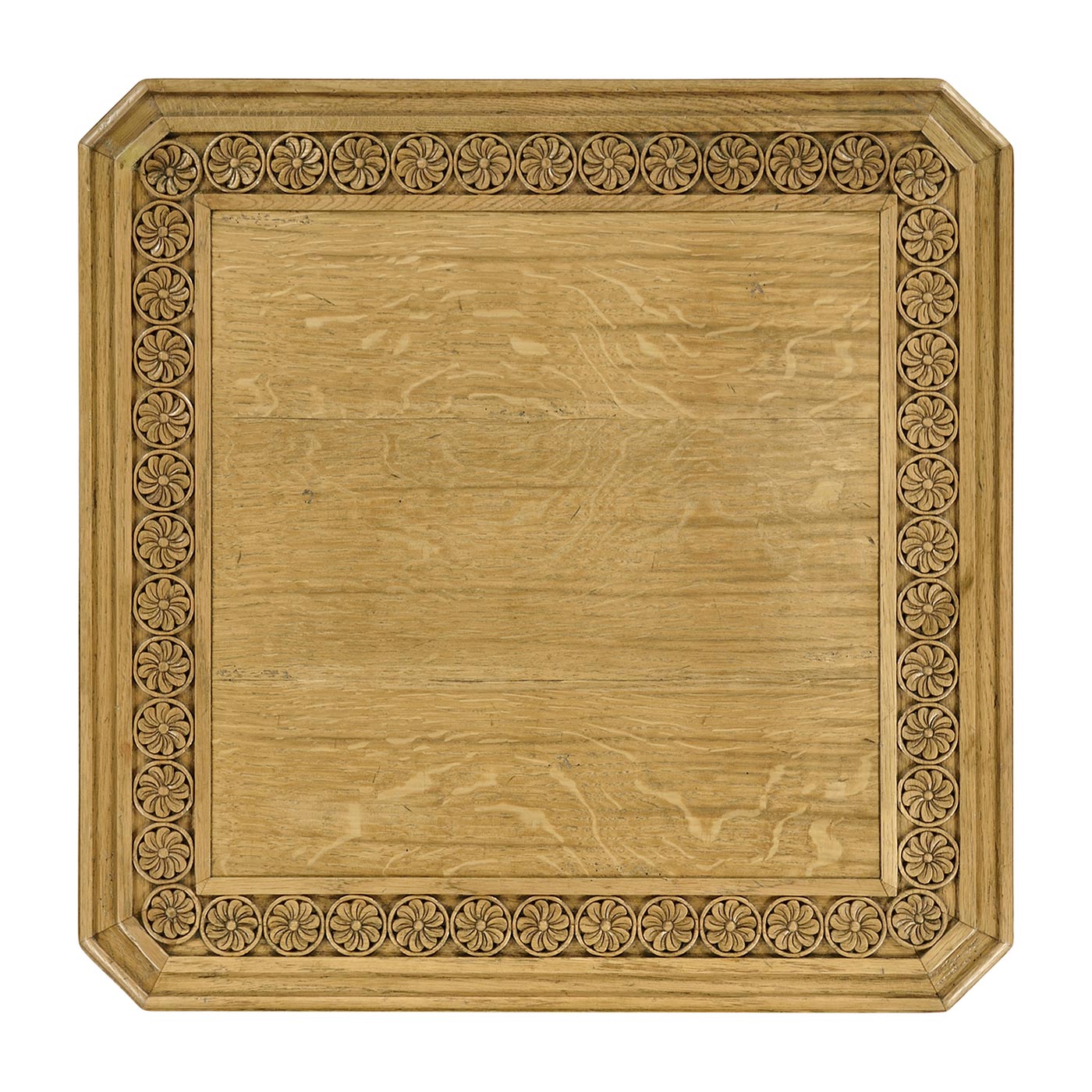 Chip Carved Natural Oak Square Side Table
