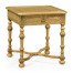 Chip Carved Natural Oak Square Side Table