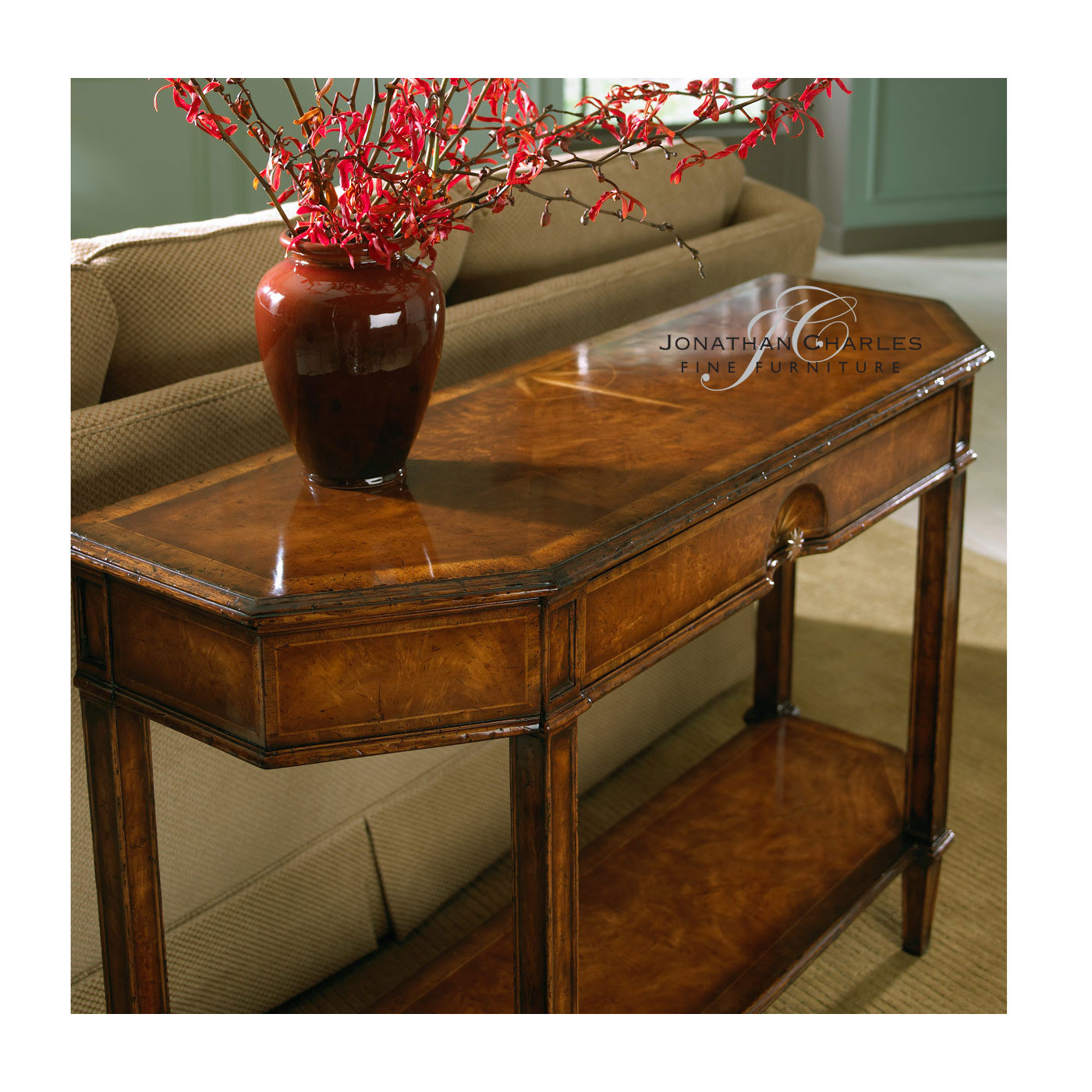Starburst walnut console