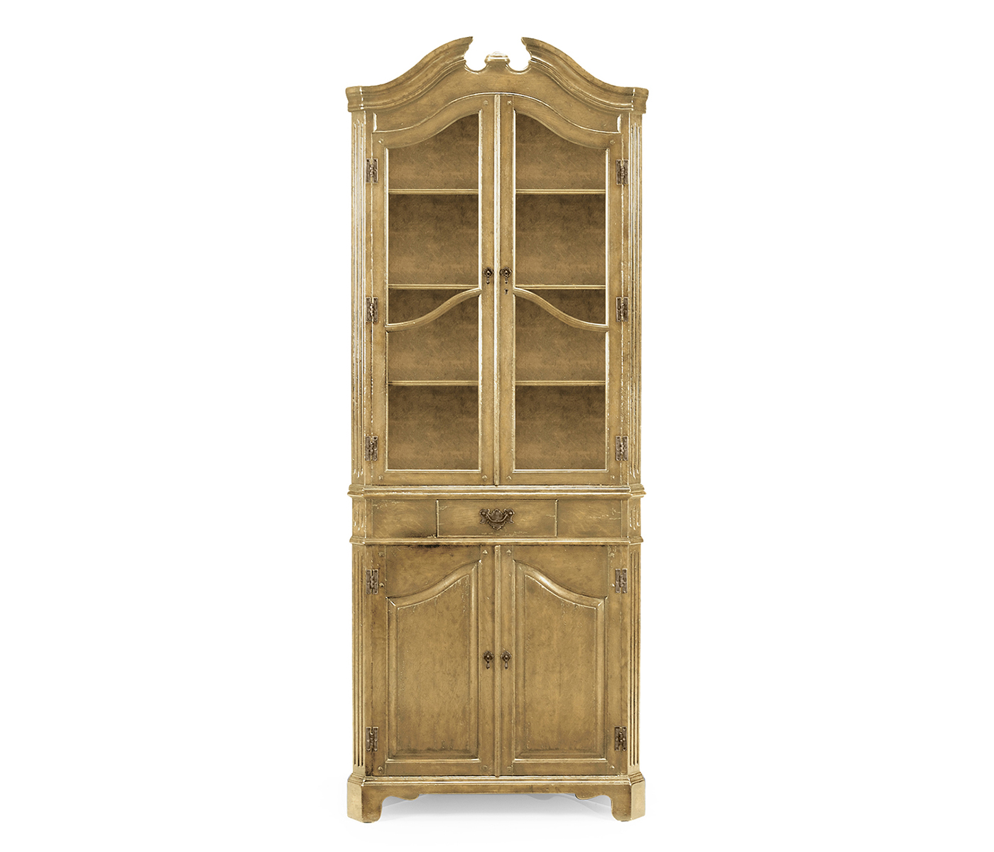 Queen Anne Natural Oak Style Corner Cabinet