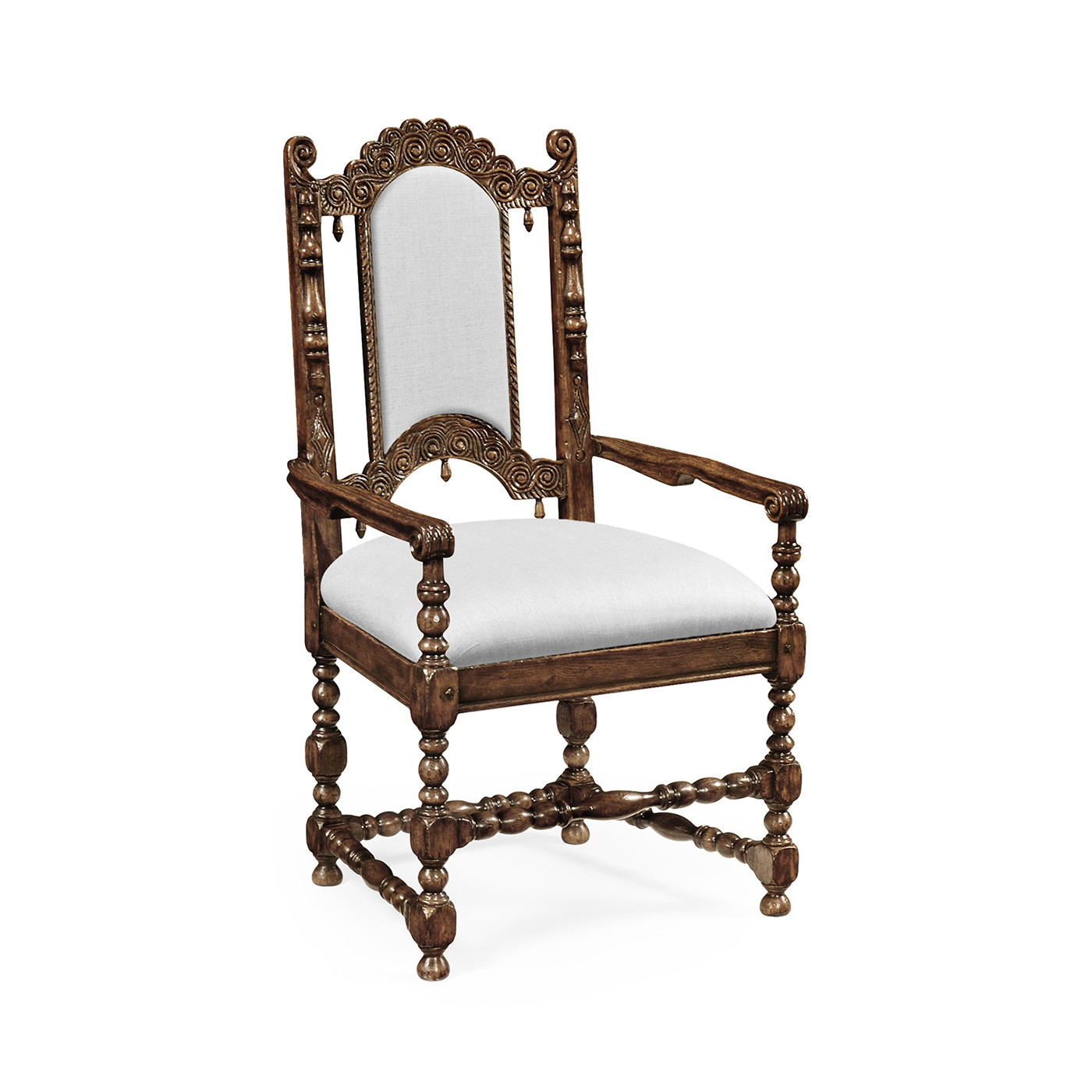 Elizabethan Style Dark Oak Arm Chair