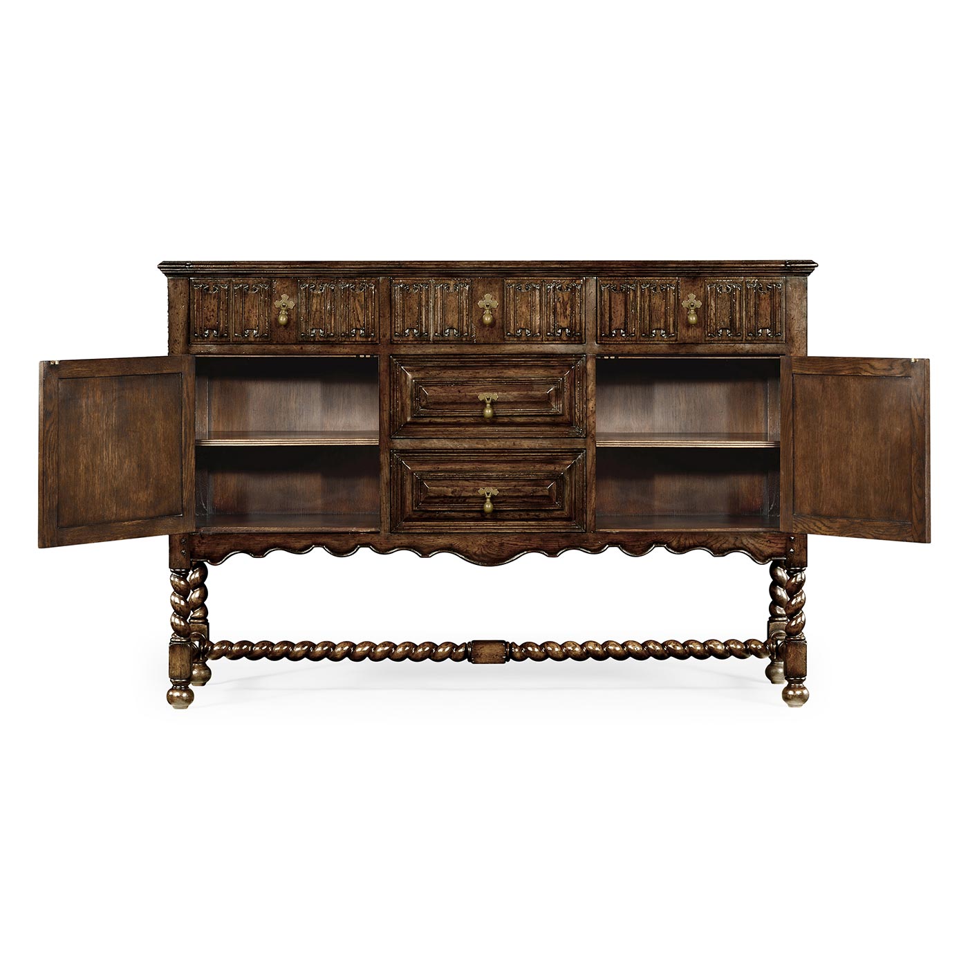 Linenfold Dark Oak Sideboard