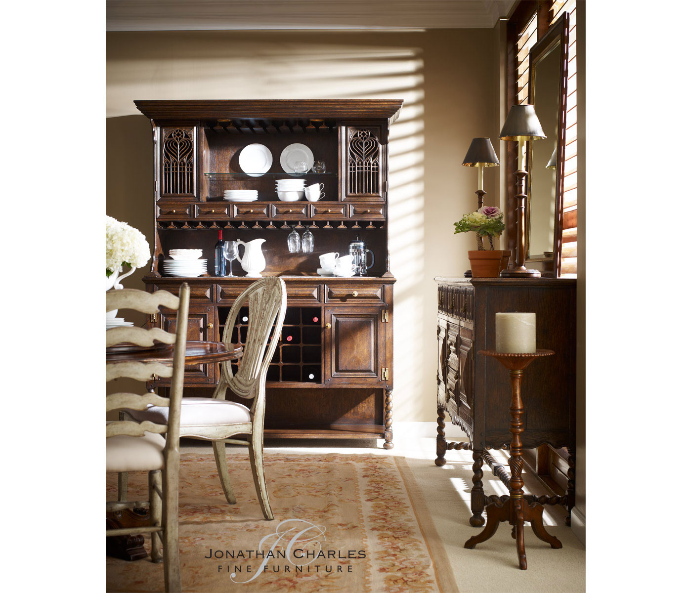 Linenfold Dark Oak Sideboard