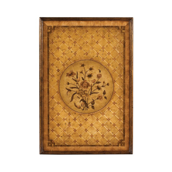 Floral marquetry wall hanging panels (Pair)