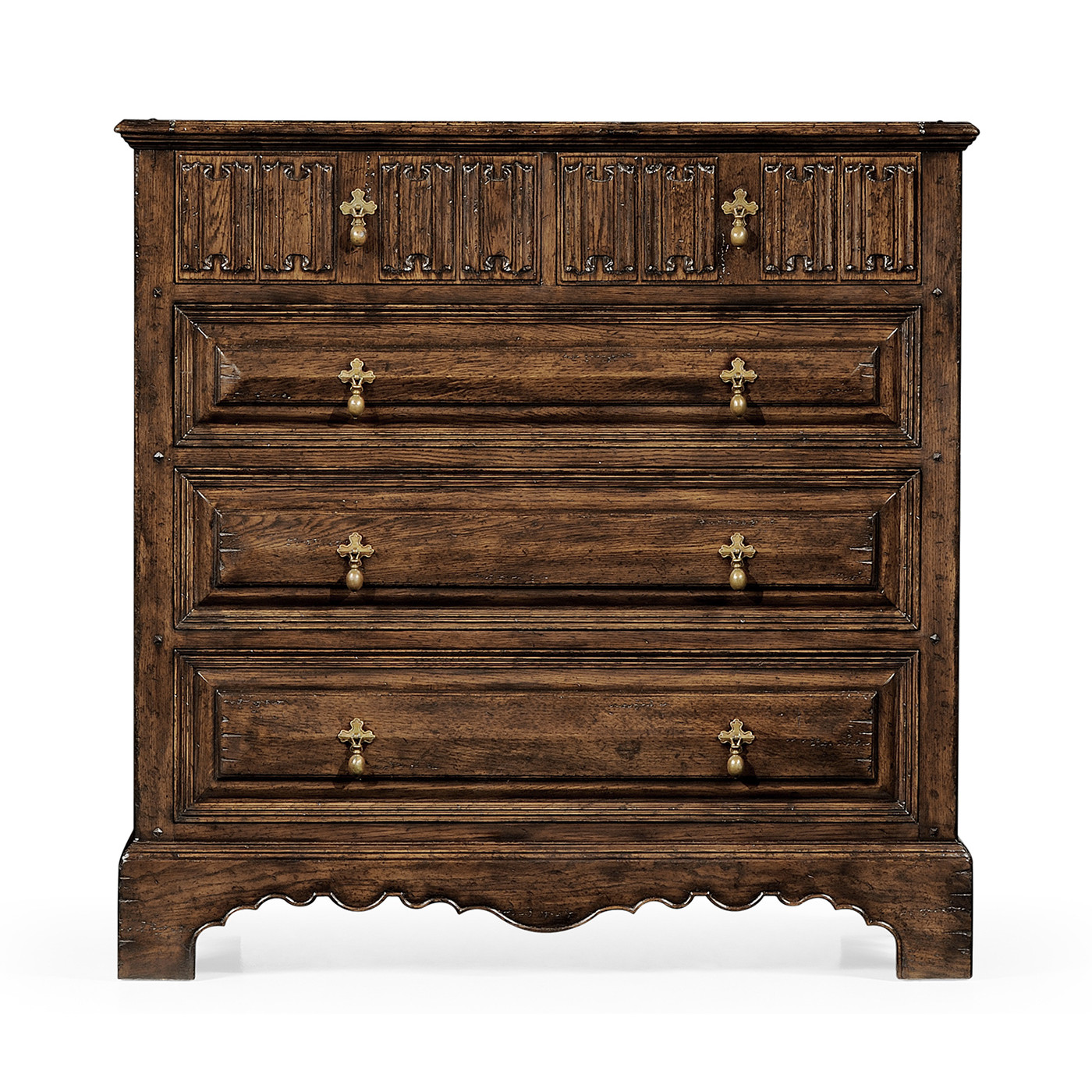 Linenfold Dark Oak Chest Of Drawers