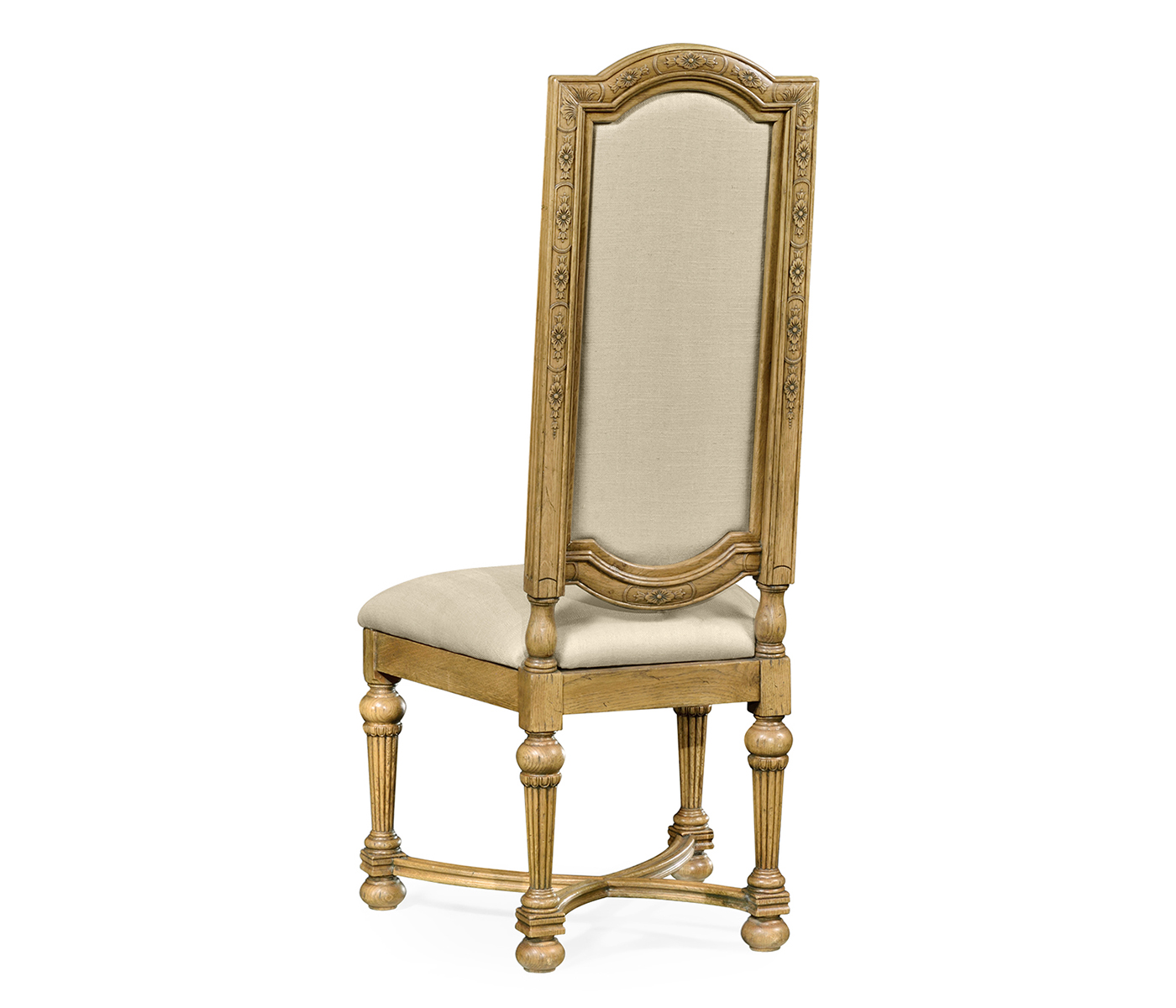 Jacobean Style Natural Oak Upholstered Back Side Chair