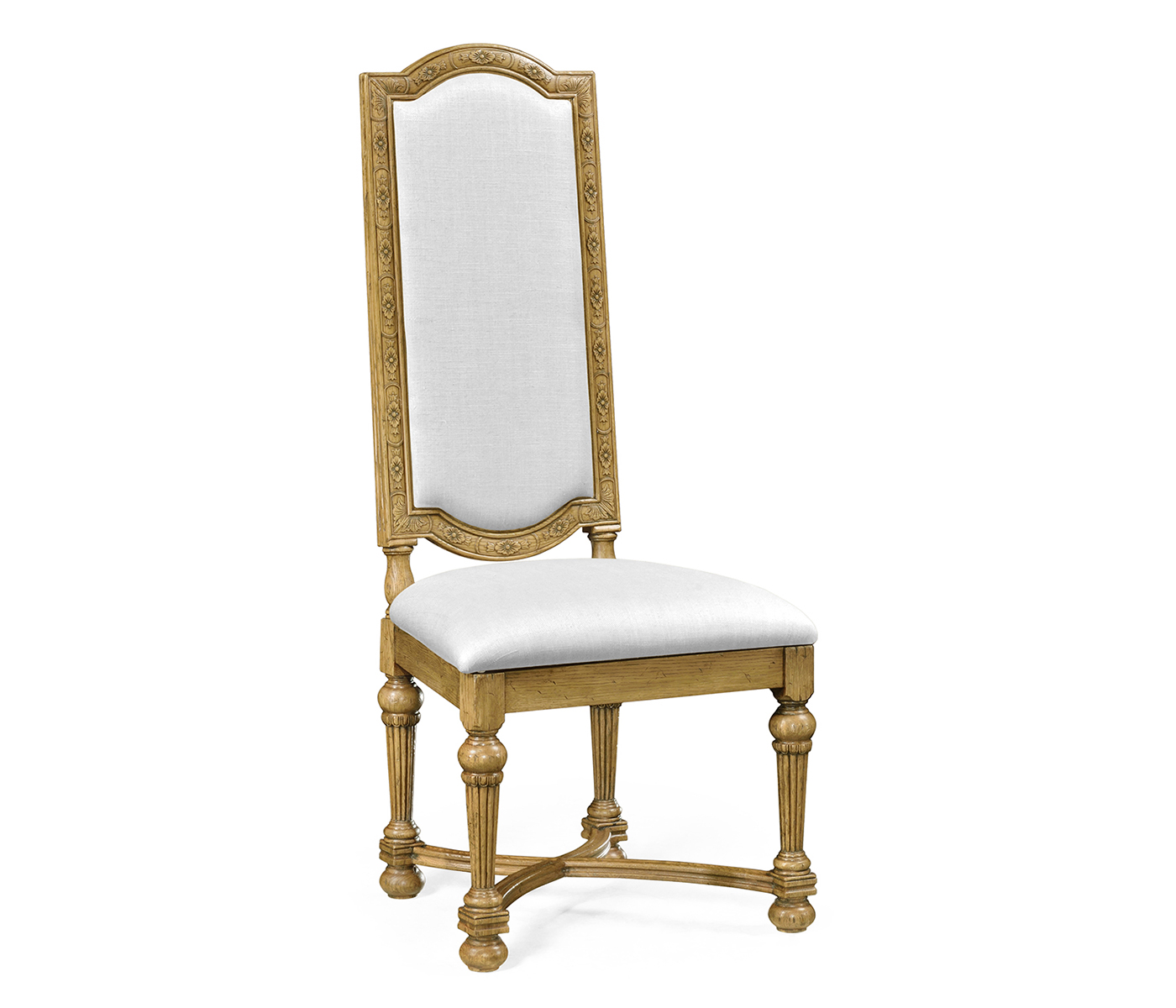 Jacobean Style Natural Oak Upholstered Back Side Chair