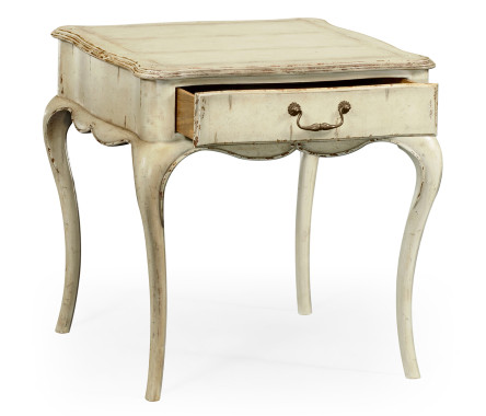 Grey rub-through square side table