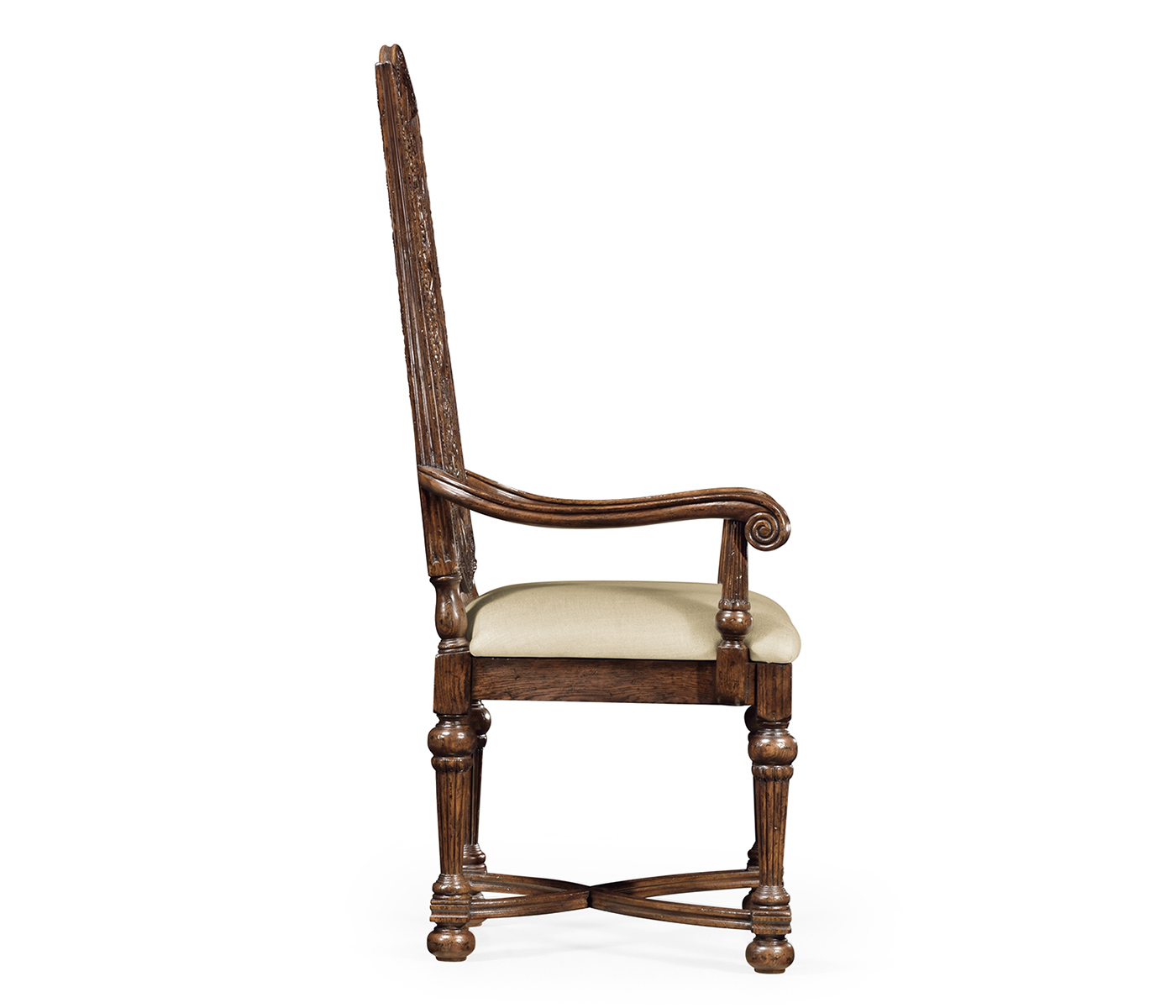 Jacobean Style Dark Oak Pierced Back Arm Chair