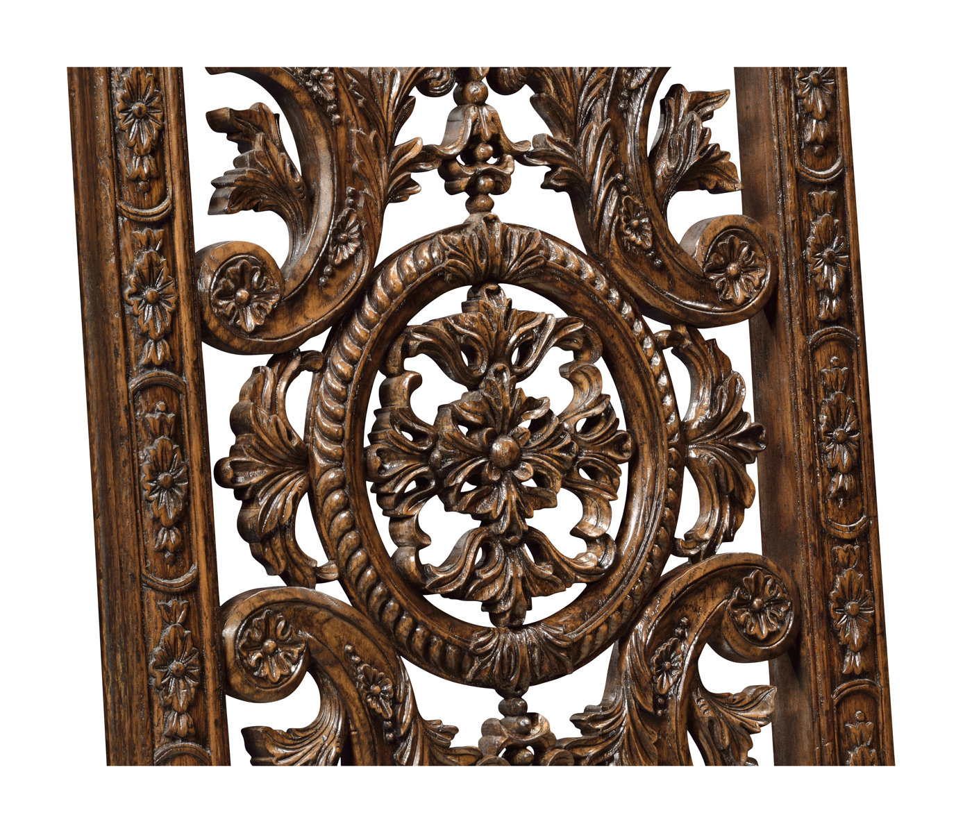 Jacobean Style Dark Oak Pierced Back Arm Chair