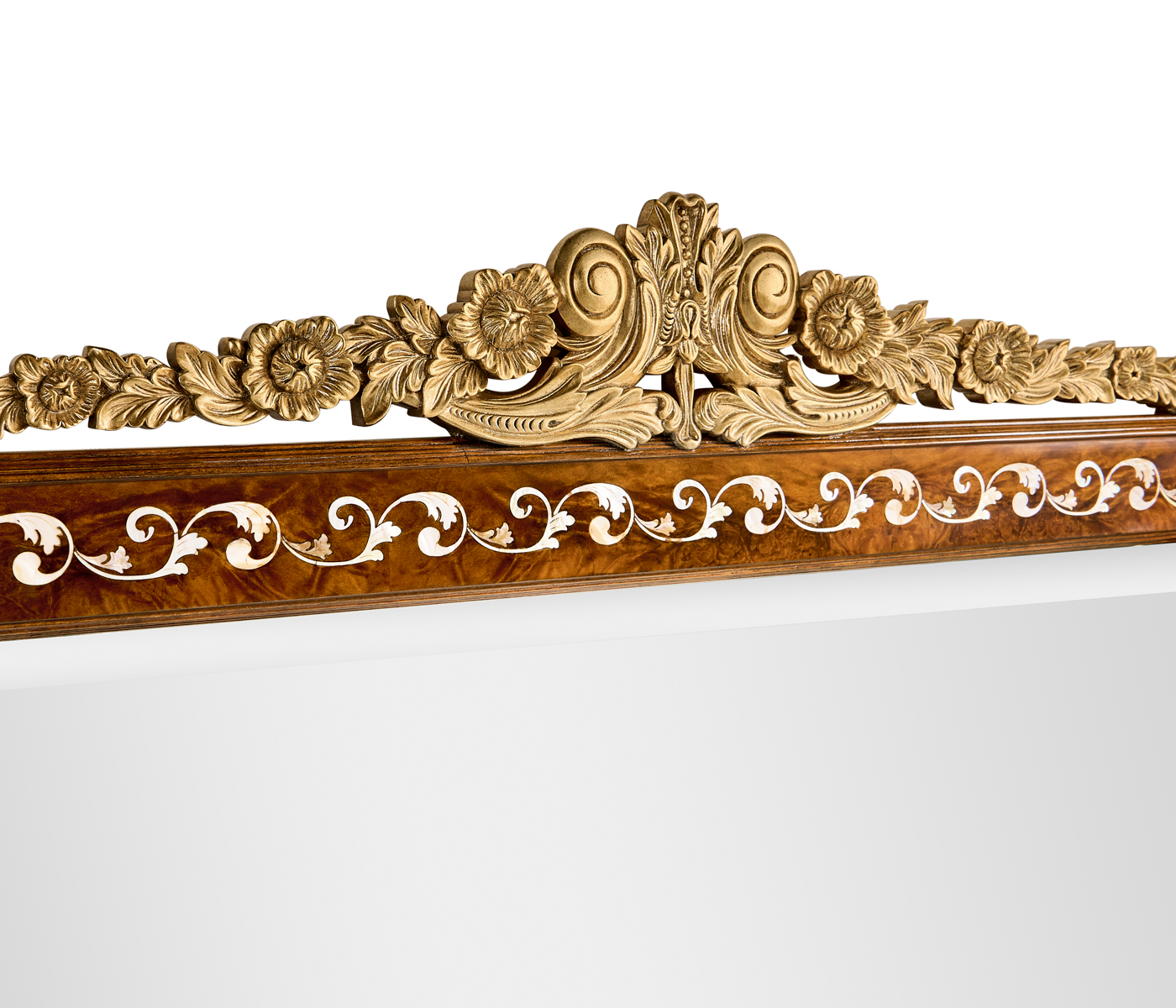 Louis XVI Style inlaid & gilded rectangular mirror