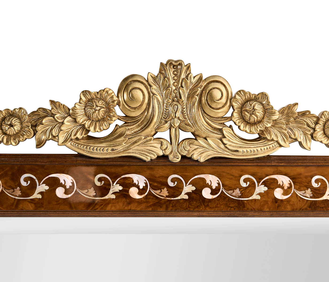 Louis XVI Style inlaid & gilded rectangular mirror