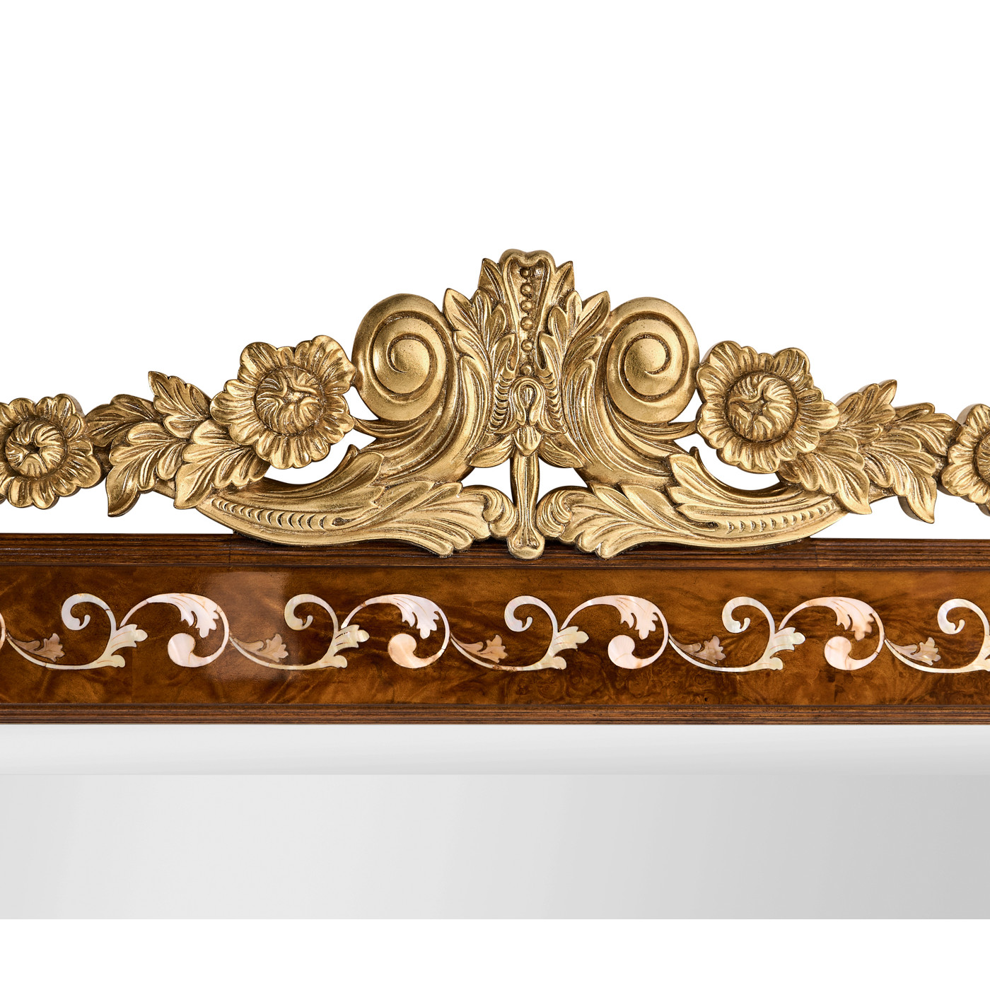 Louis XVI Style inlaid & gilded rectangular mirror