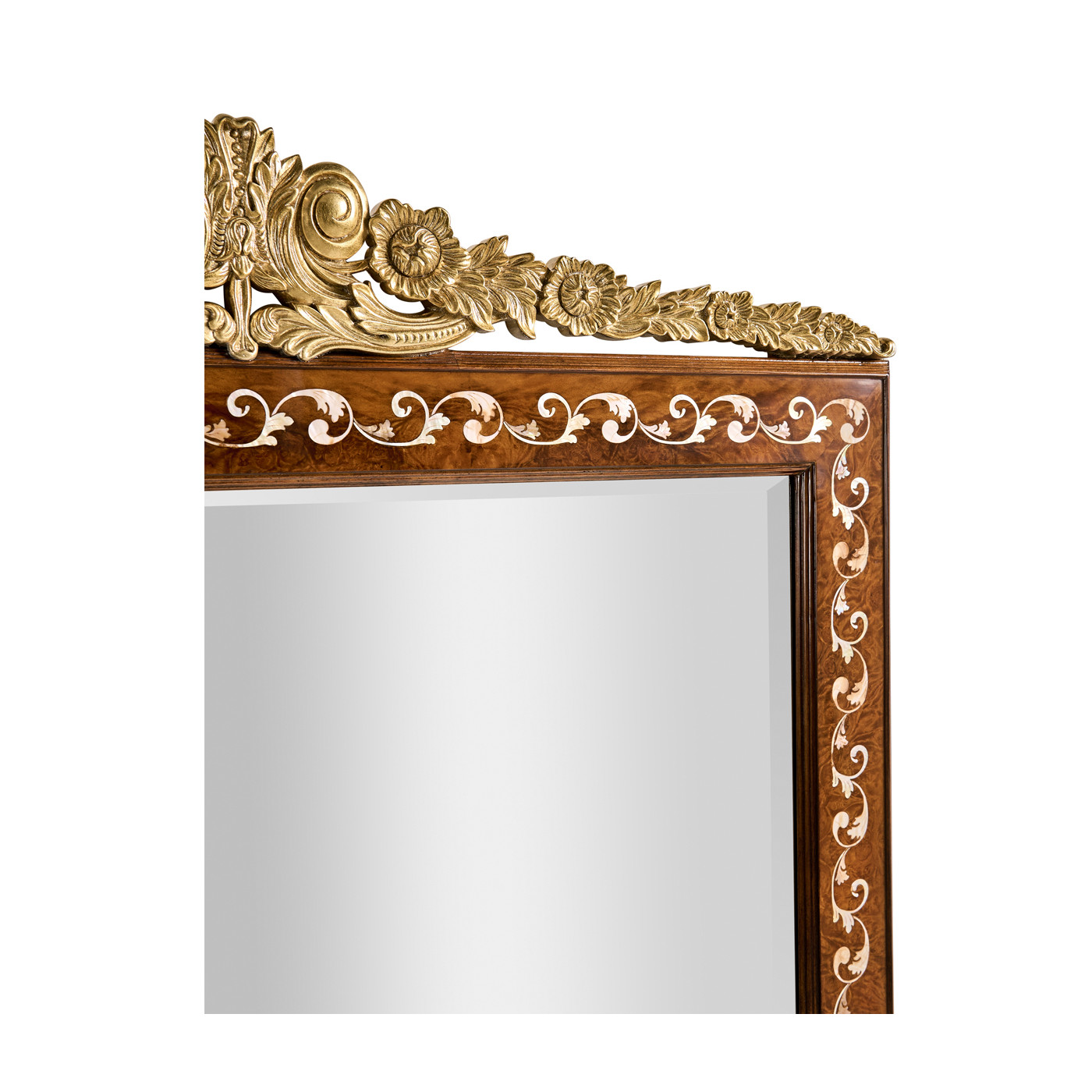 Louis XVI Style inlaid & gilded rectangular mirror