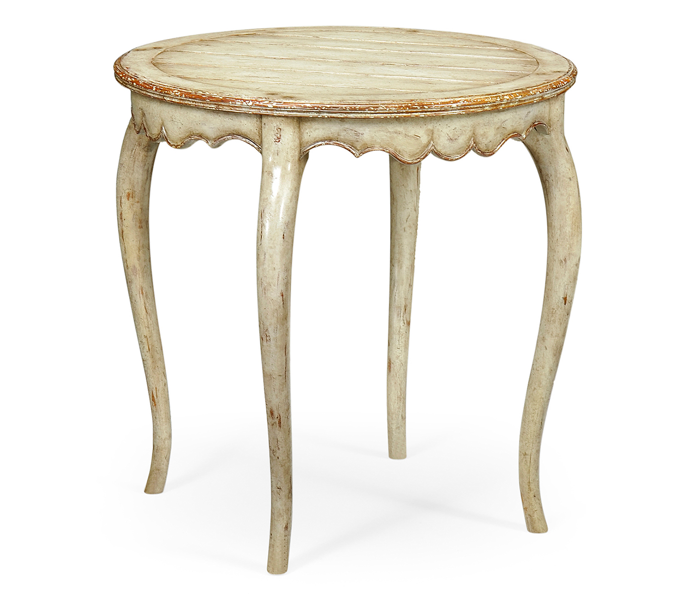 Grey rub-through round side table