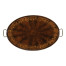 Oval Mahogany Tray with Floral Inlay
