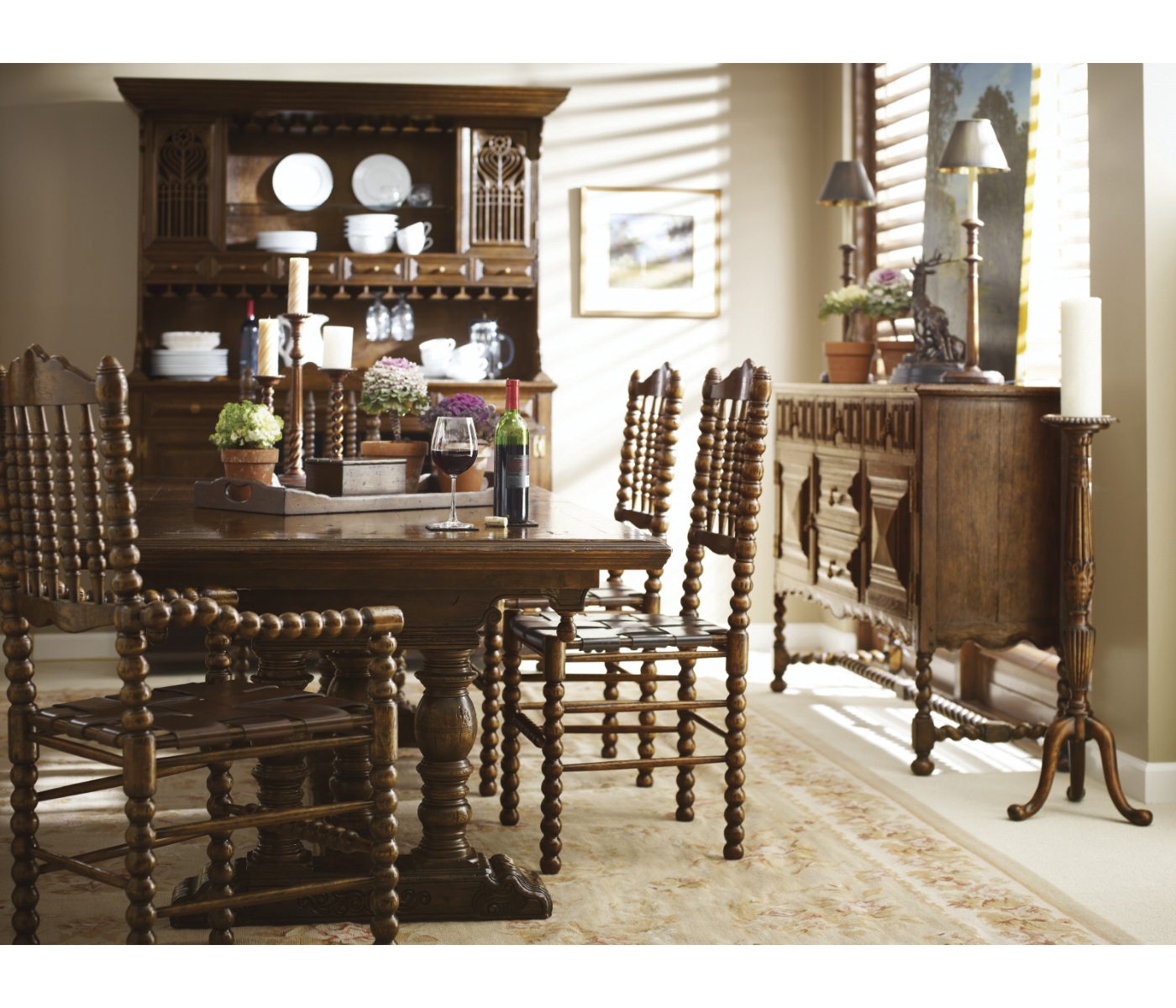 Pair of Tall Fluted Walnut Candlesticks