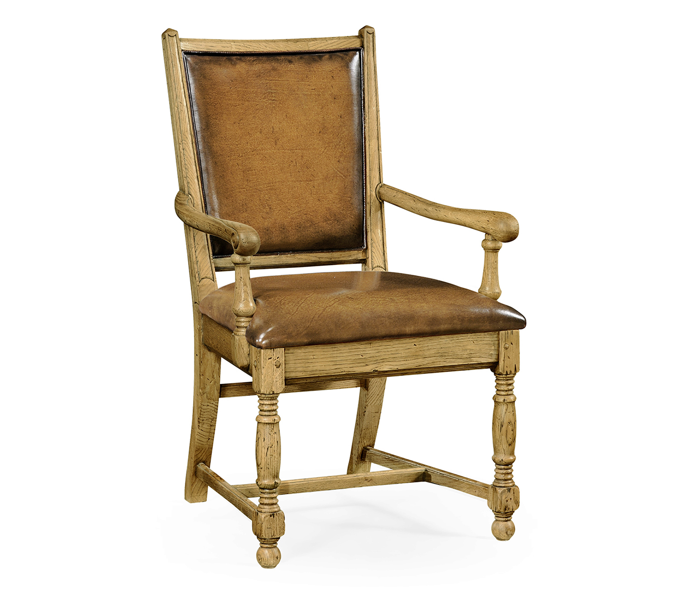 Distressed Natural Oak Country Arm Chair