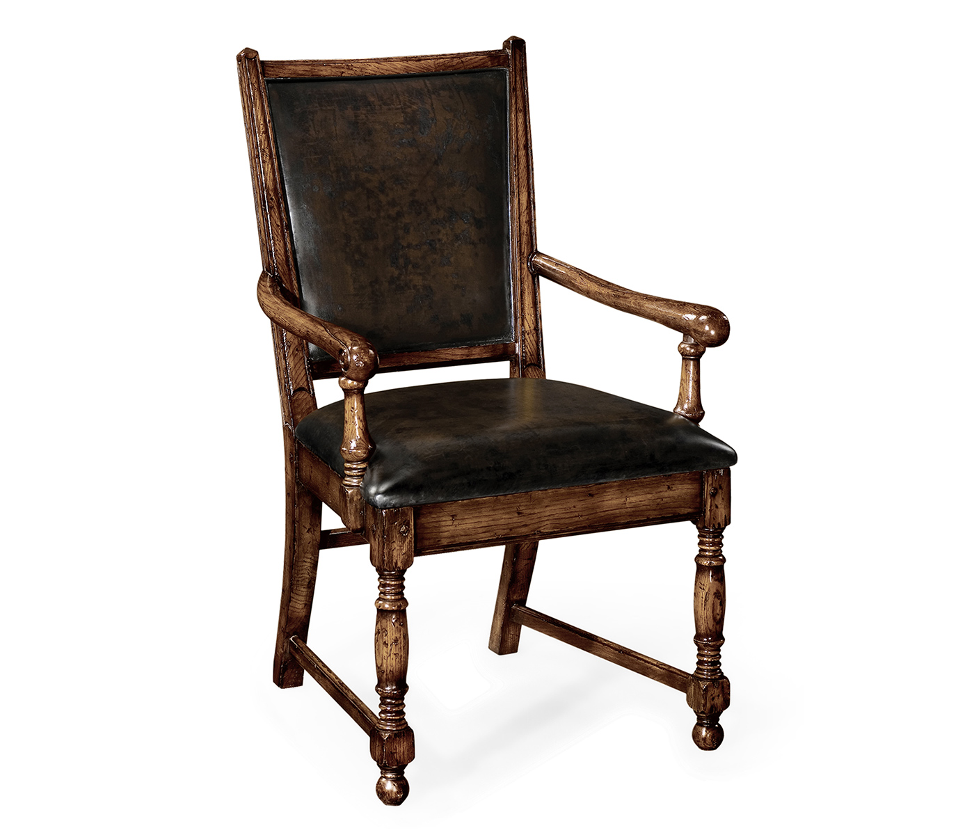 Distressed Dark Oak Country Arm Chair
