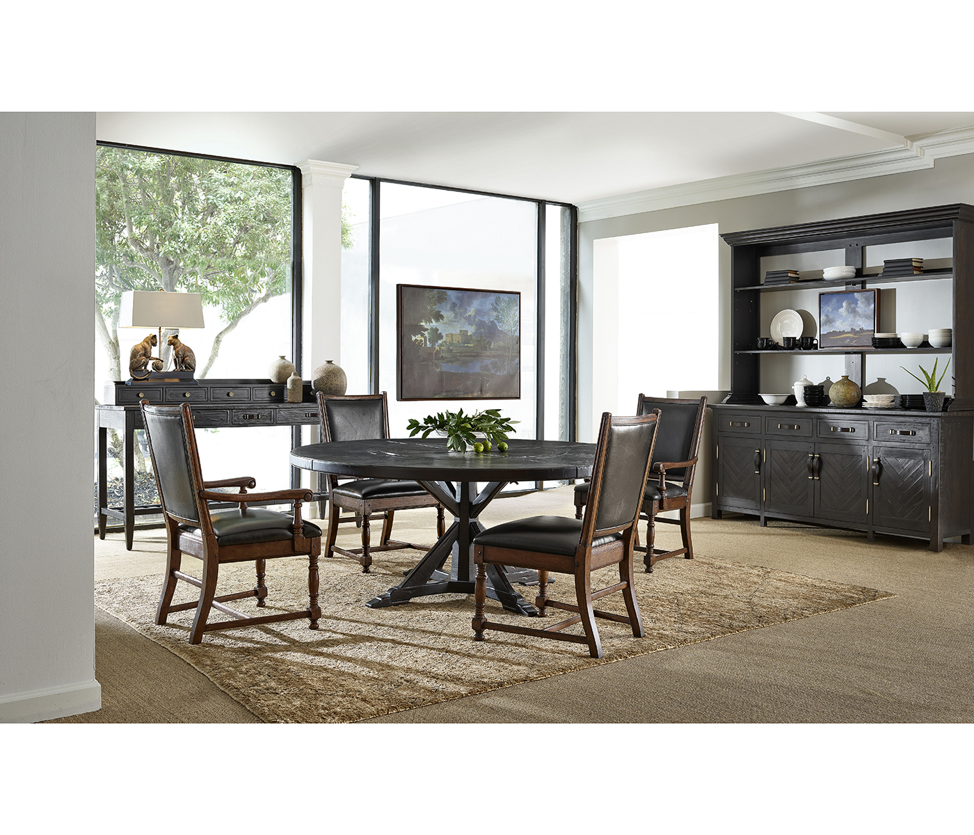 Distressed Dark Oak Country Arm Chair