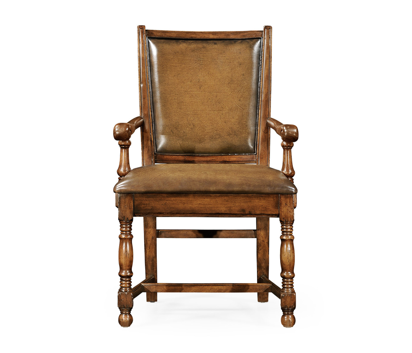 Distressed Medium Walnut Country Arm Chair