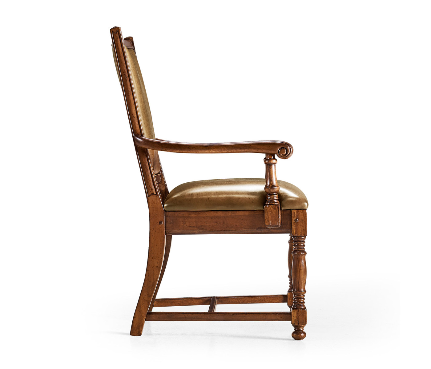 Distressed Medium Walnut Country Arm Chair