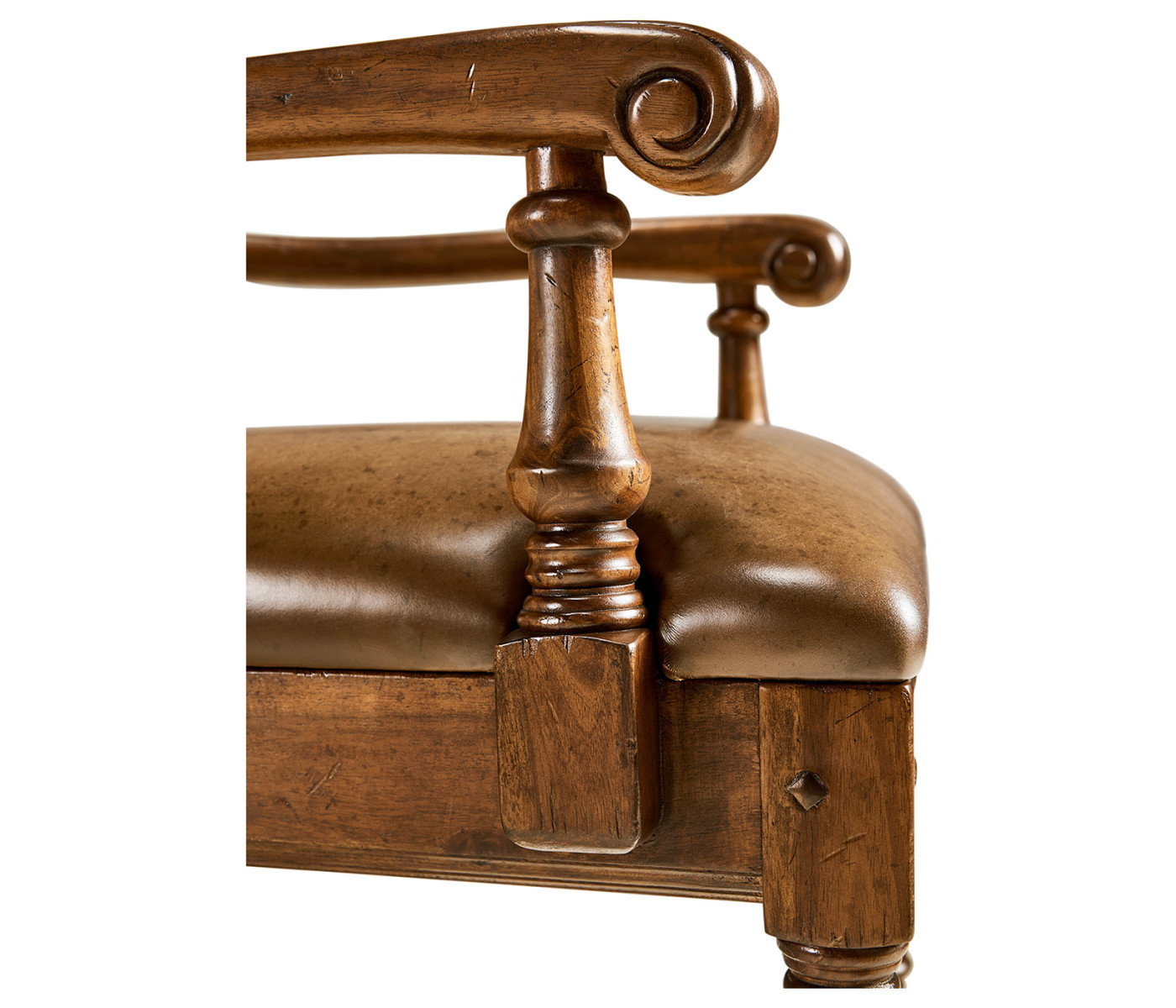 Distressed Medium Walnut Country Arm Chair