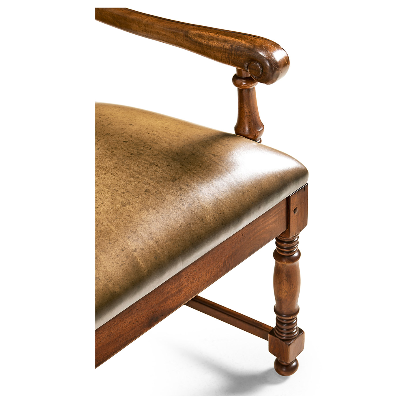 Distressed Medium Walnut Country Arm Chair