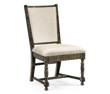 Distressed Country Dark Driftwood Side Chair