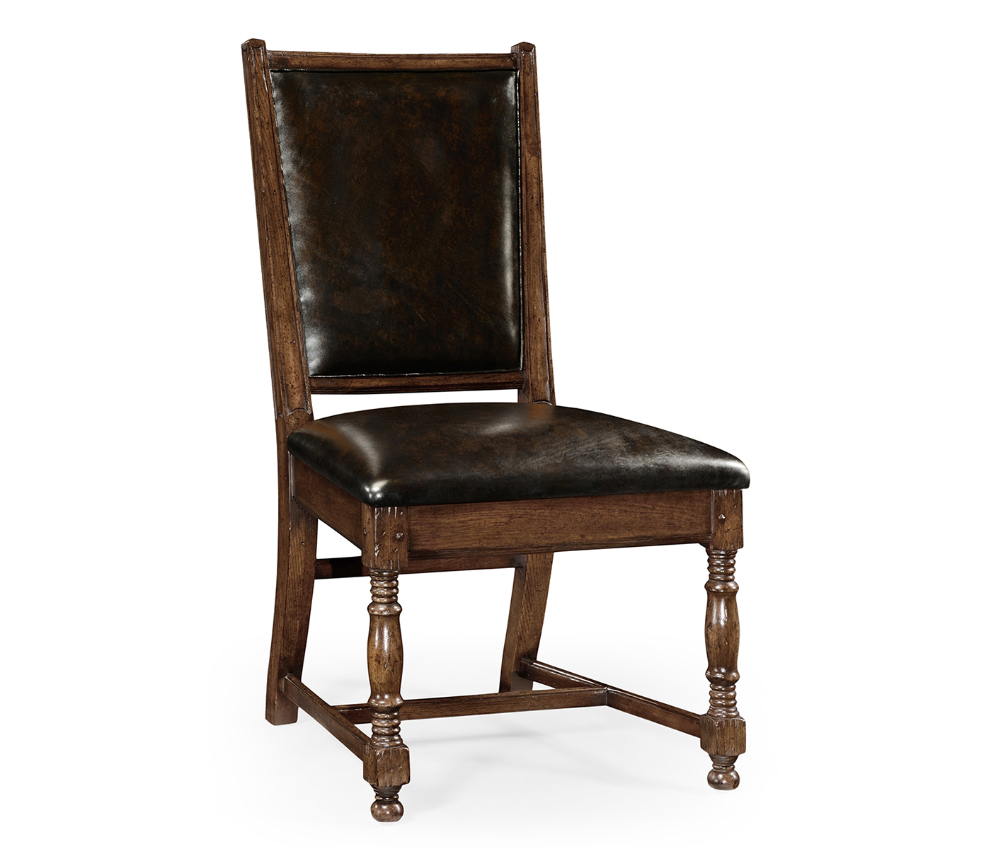 Distressed Dark Oak Country Side Chair