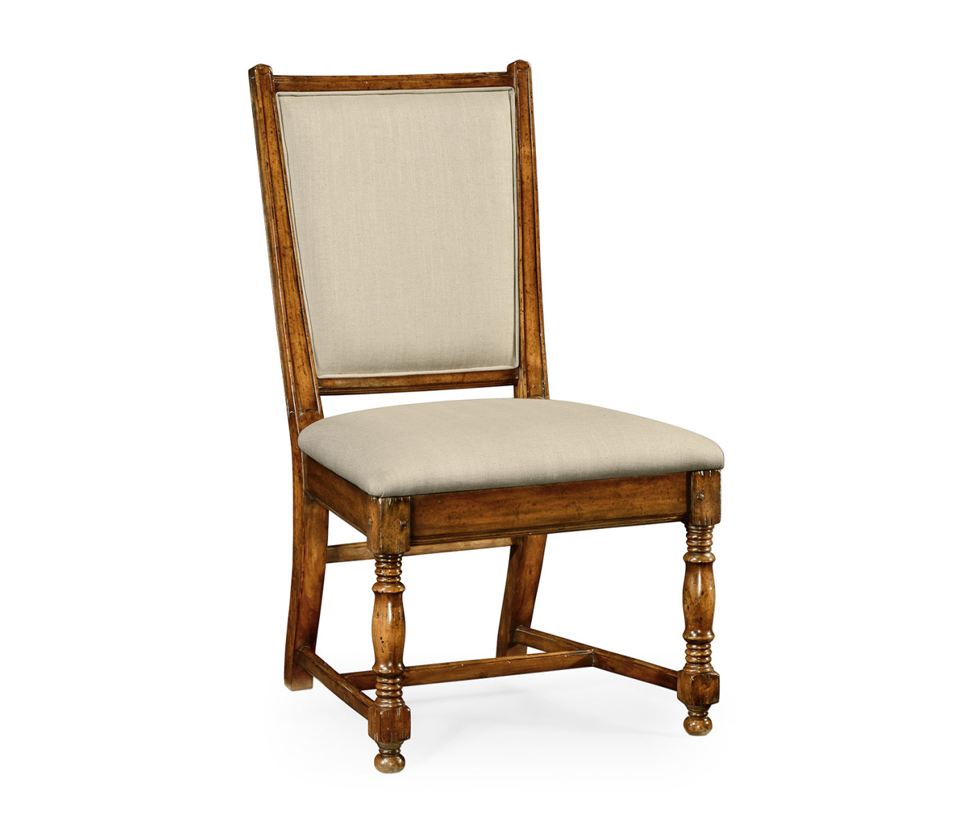 Distressed Medium Walnut Country Side Chair