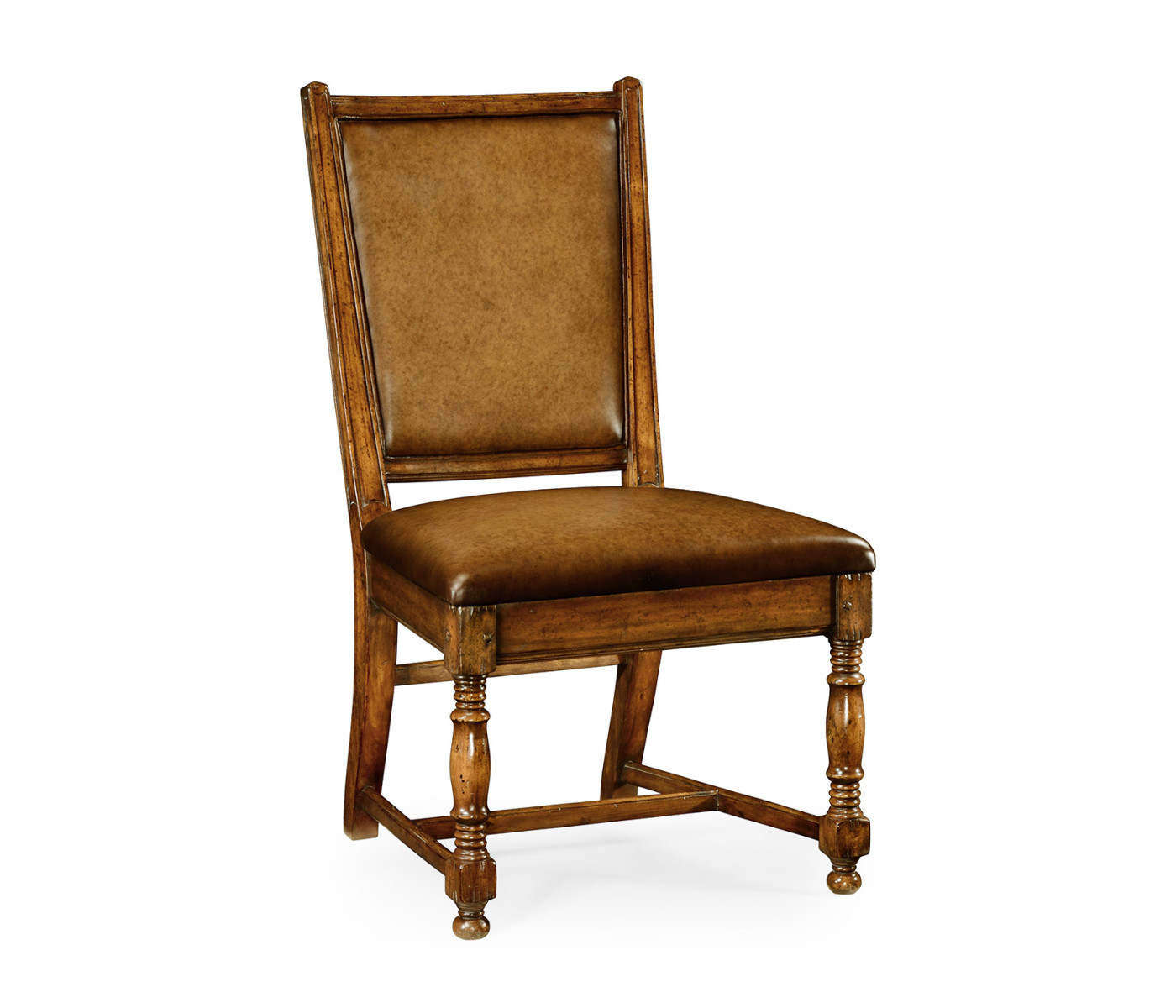 Distressed Medium Walnut Country Side Chair
