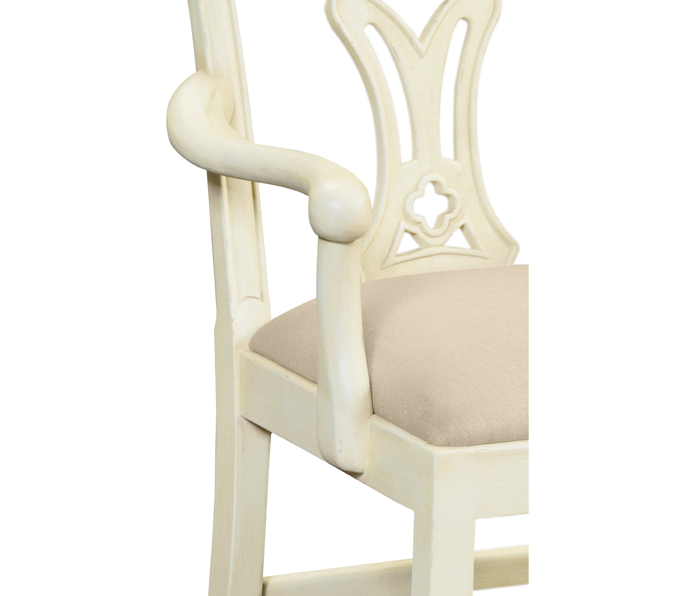 Windsor Chippendale Grey Linen Arm Chair