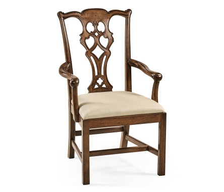 Buckingham Chippendale Antique Mahogany Arm Chair