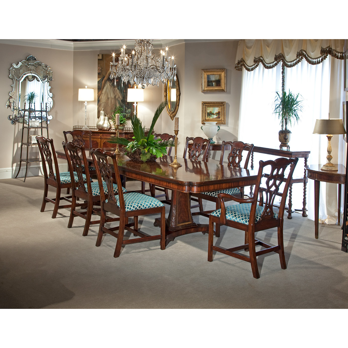 Buckingham Chippendale Antique Mahogany Arm Chair