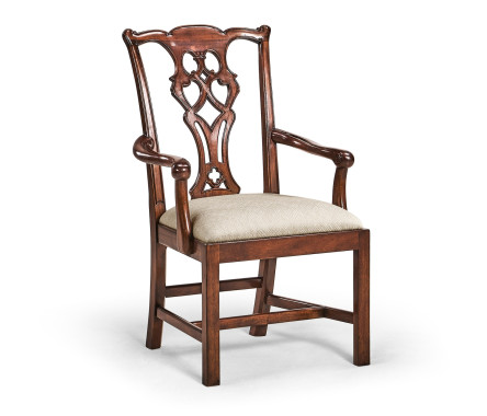 Buckingham Chippendale Antique Mahogany Arm Chair
