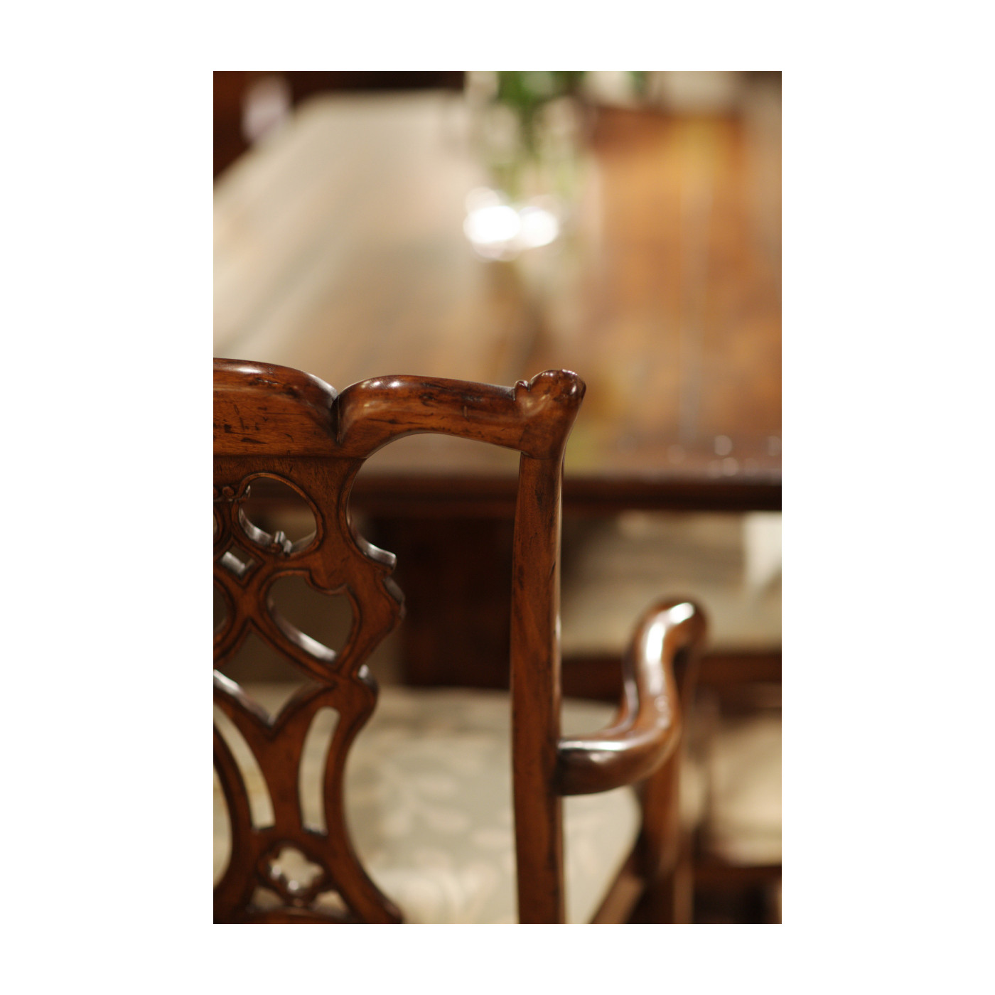 Buckingham Chippendale Antique Mahogany Arm Chair