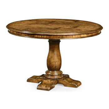 Distressed Crotch Walnut Pedestal Table 48
