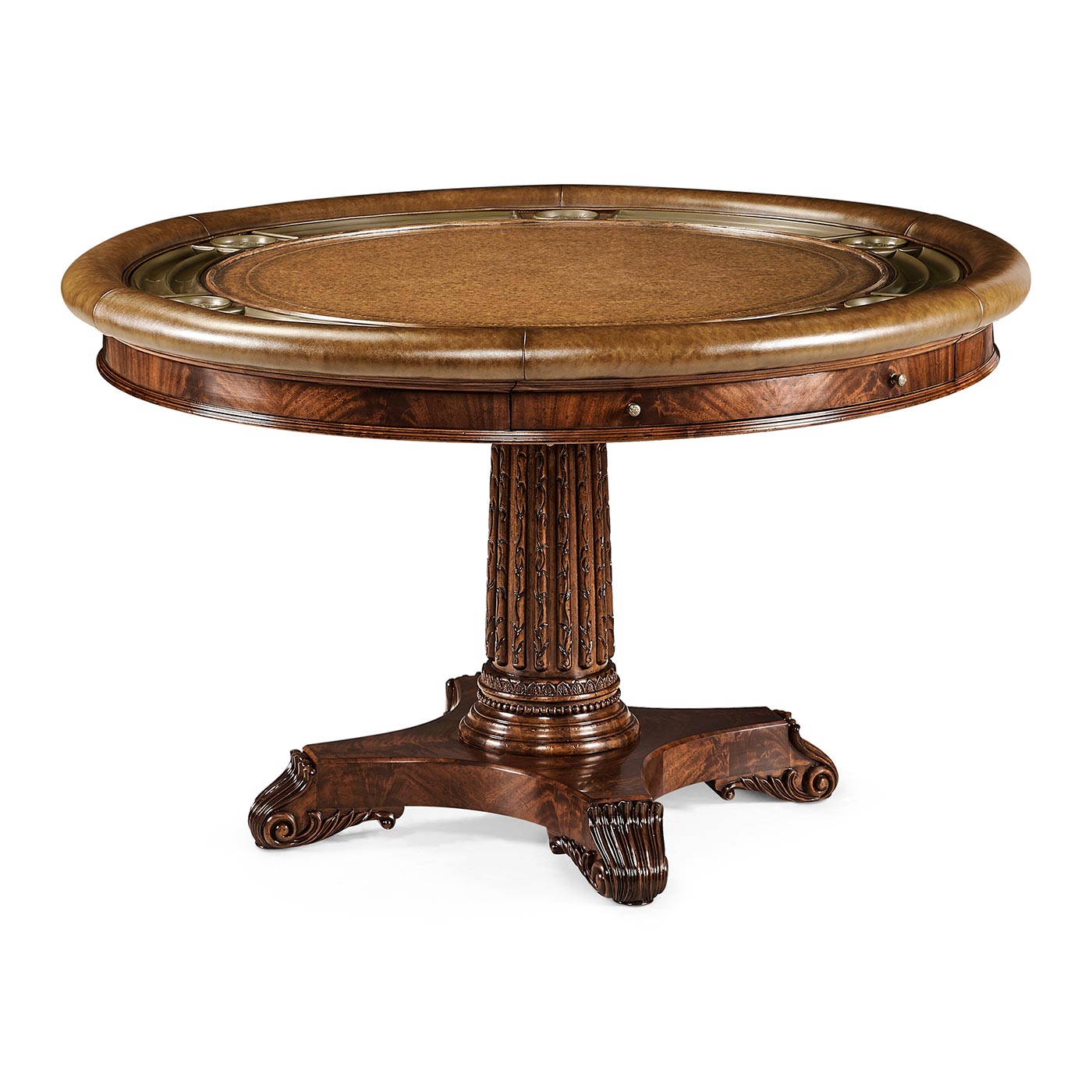 Mahogany Round Poker Table