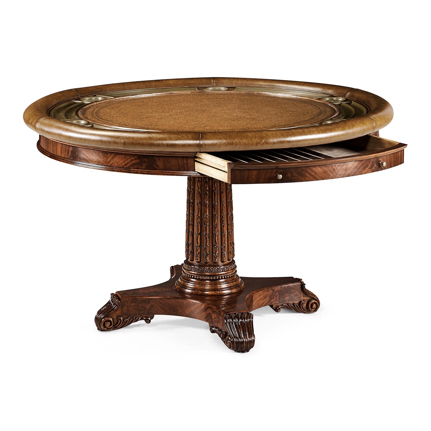 Mahogany Round Poker Table
