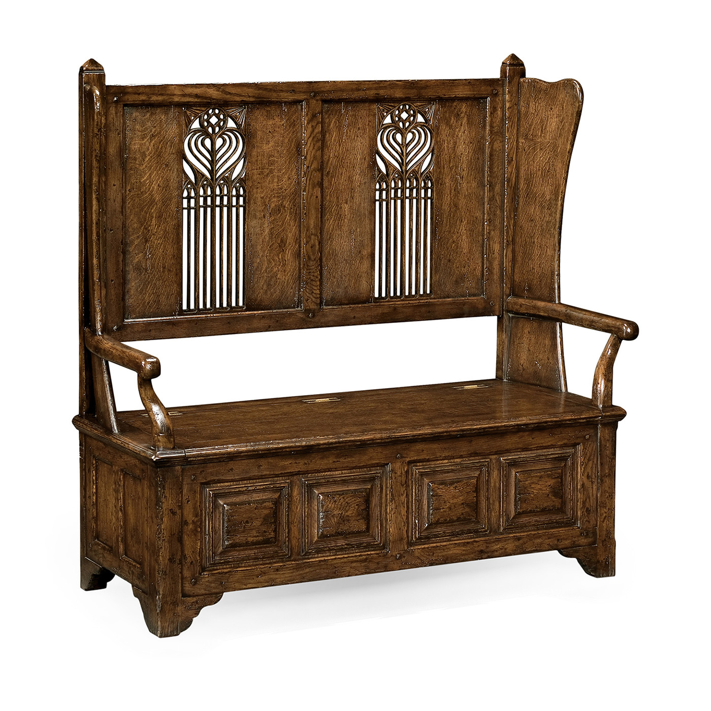 Gothic Style Dark Oak Settle with Storage