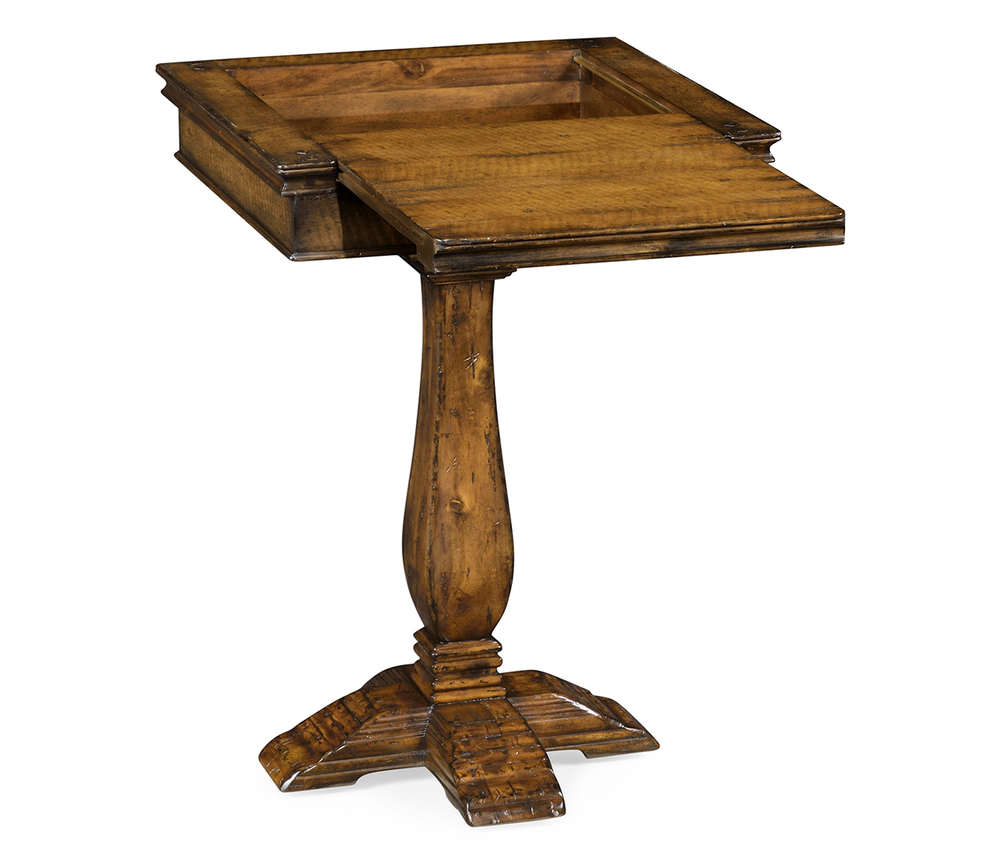 Walnut box on stand heavy distress